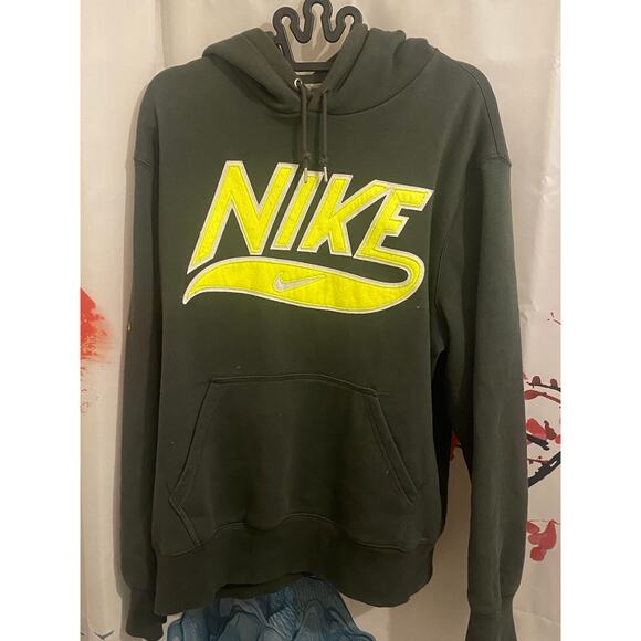 Vintage 90s Nike Fuzzy Logo Spellout Swoosh Pullover Hoodie XL - Picture 1 of 5